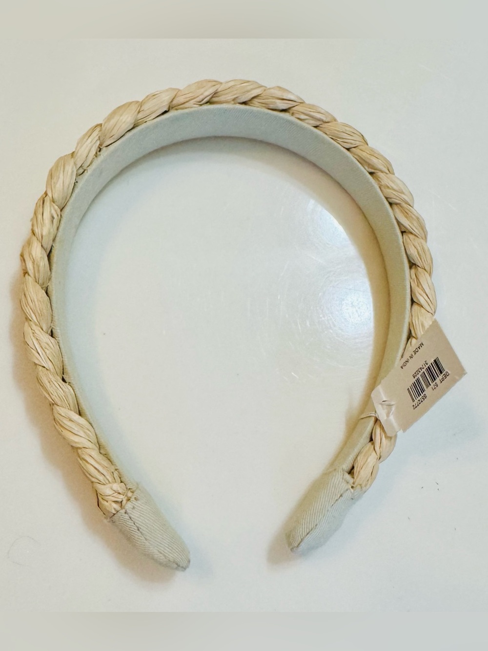 NWT Braided Straw Headband in Beige - Picture 3 of 3